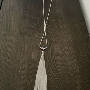 Chico’s long silver fringe necklace
